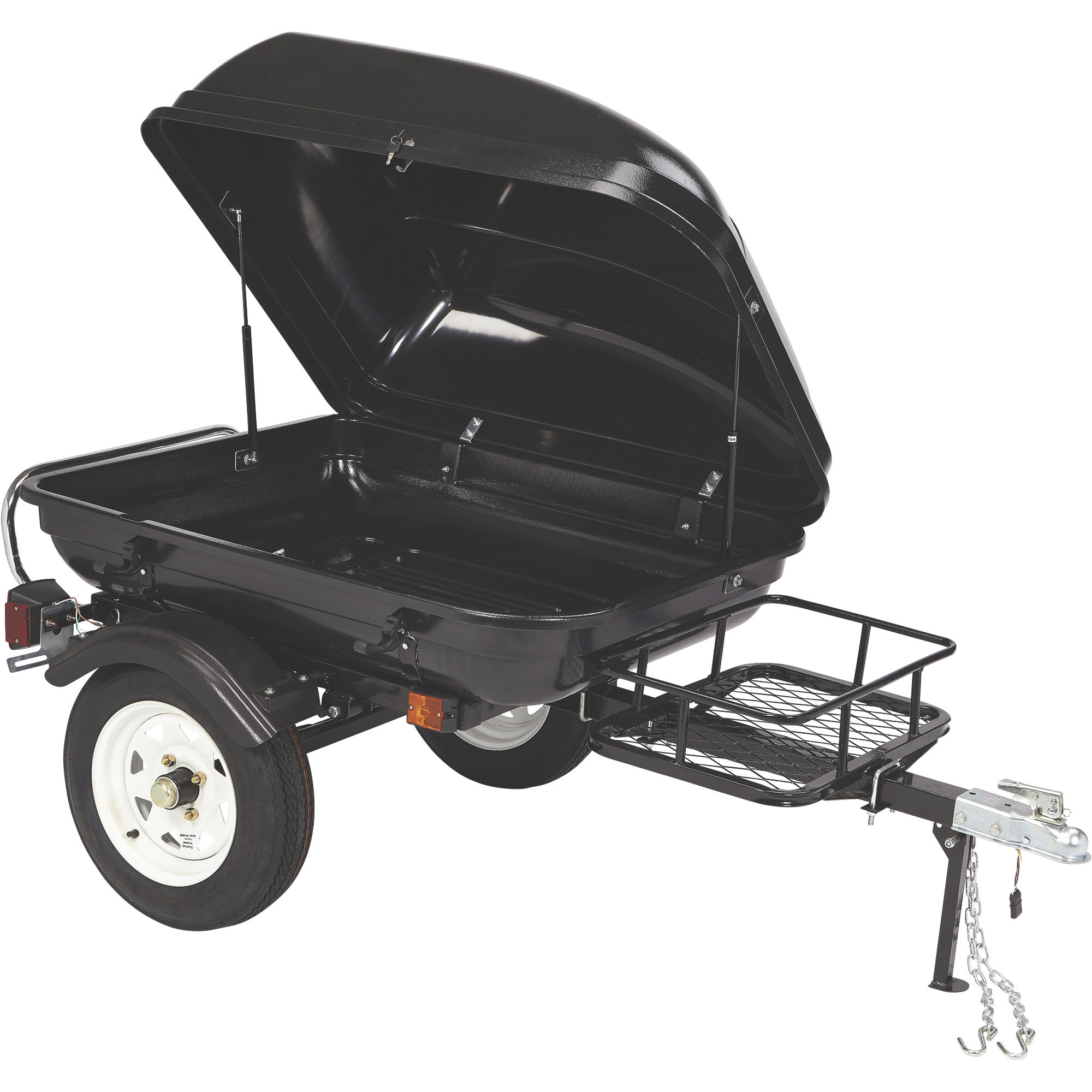 Ultra-Tow Tag-Along Pull Behind Motorcycle Cargo Trailer, Steel Frame, 16.6 Cu. Ft. Storage, 600-Lb. Load Capacity